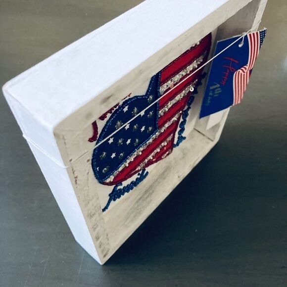 Patriotic Faith Family Freedom Wood Beaded Rustic July 4 Decor Sign - Picture 2 of 3